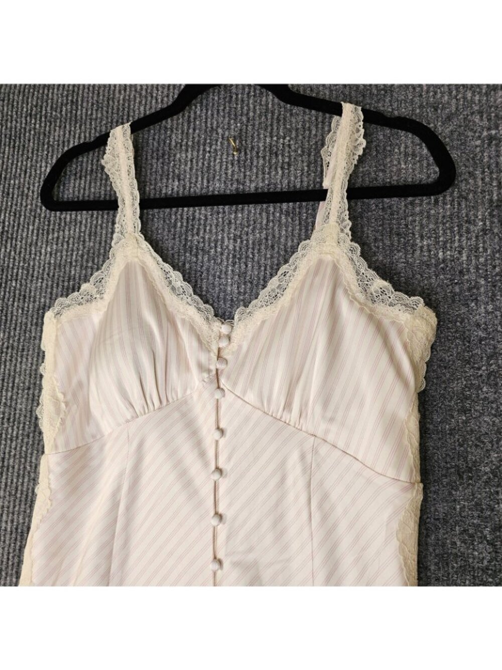 NWT $120 Abercrombie & Fitch bra free lace trim midi dress Pink Stripe sz M - Picture 2 of 8